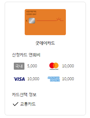 KB국민 굿데이카드 신청