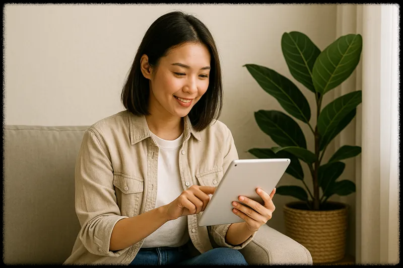 부업을 준비하고 있는 여성의 모습