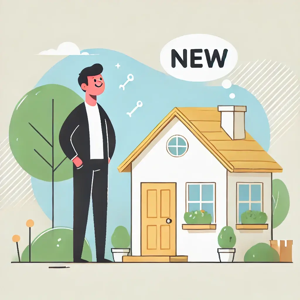 새로 이사한 집을 바라보는 남자