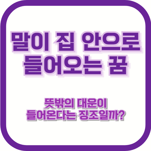 말이 집 안으로 들어오는 꿈, 뜻밖의 대운이 들어온다는 징조일까?