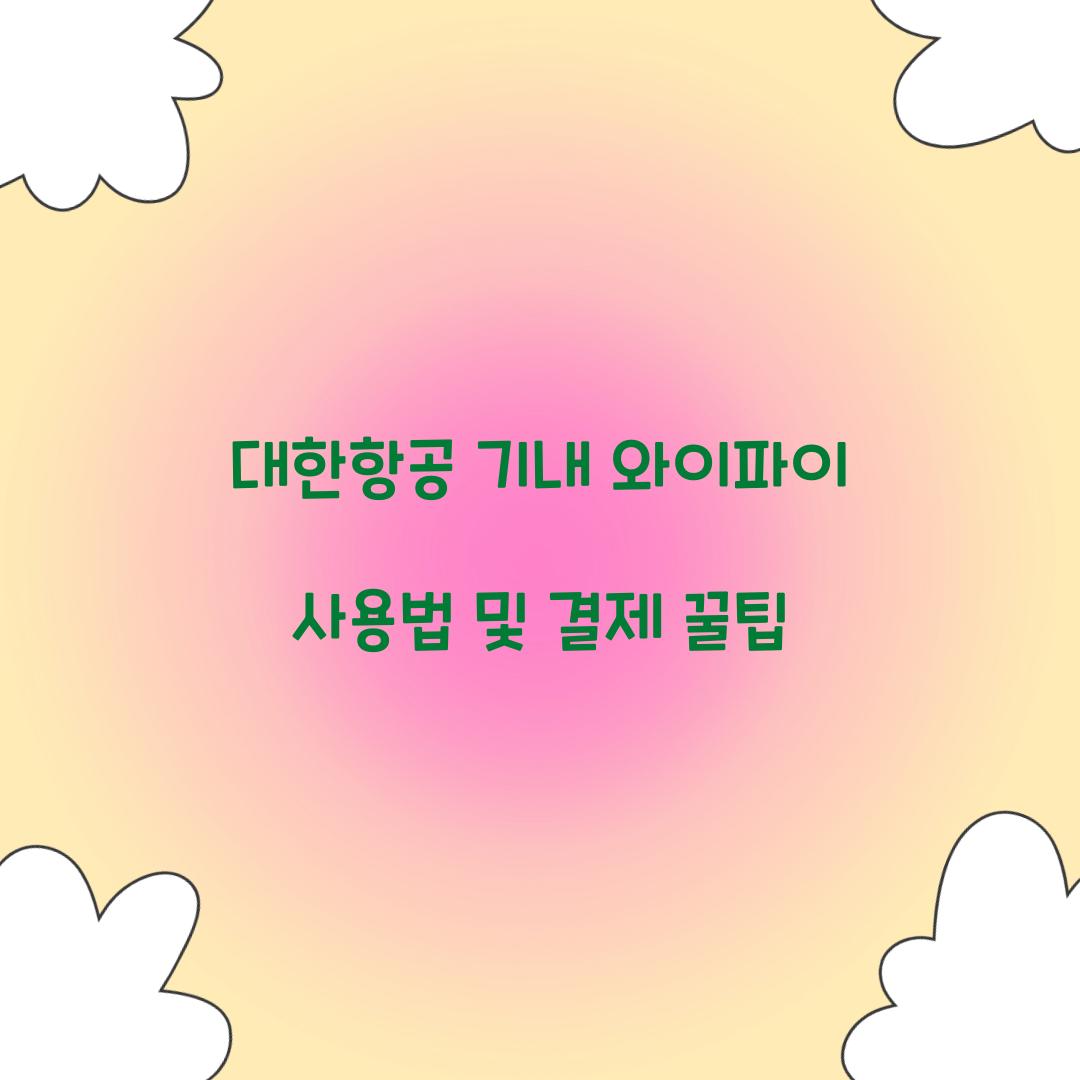 대한항공 기내 와이파이