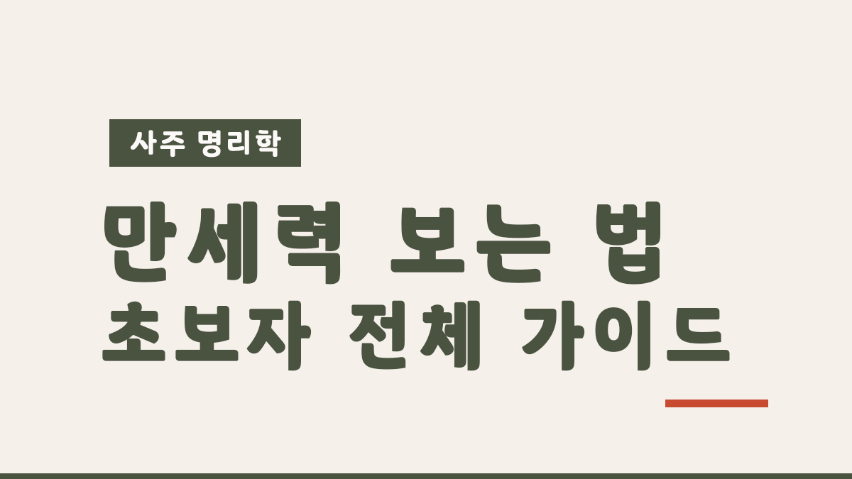 만세력 보는 법을 설명하는 초보자용 가이드 썸네일