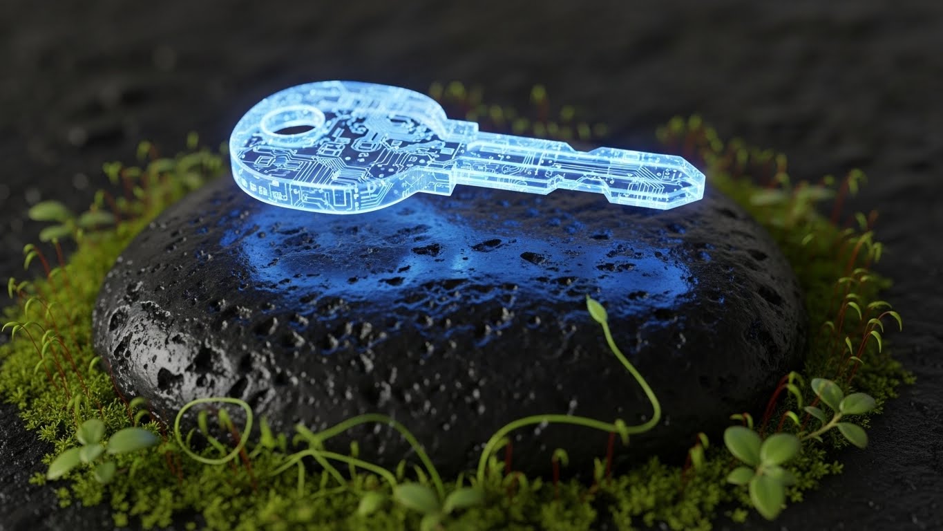 2026년 자율 경제 시스템의 문을 여는 마스터키이자 부의 기회를 상징하는 이미지