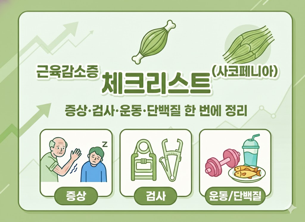 근육감소증 체크리스트 증상&middot;검사&middot;운동&middot;단백질까지 한 번에 정리