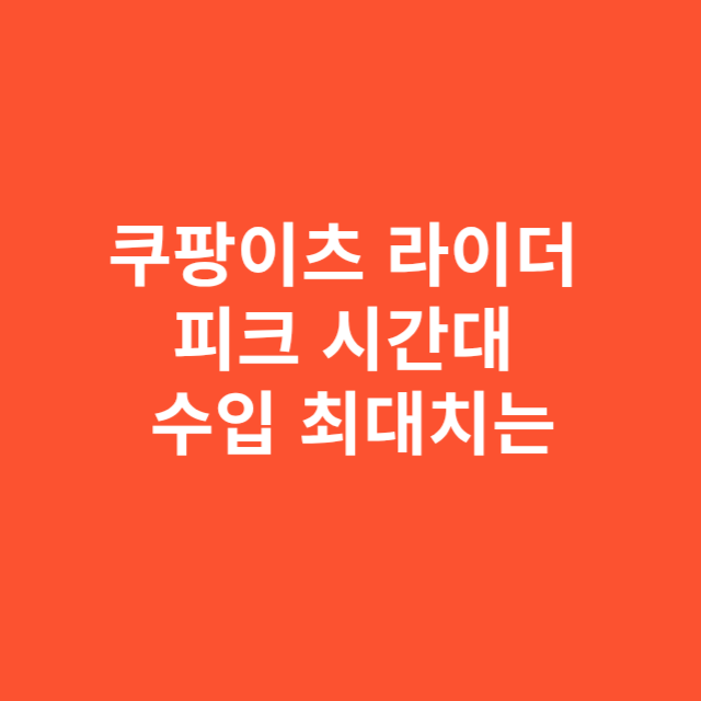 쿠팡이츠 라이더 피크 시간대 수입 최대치는
