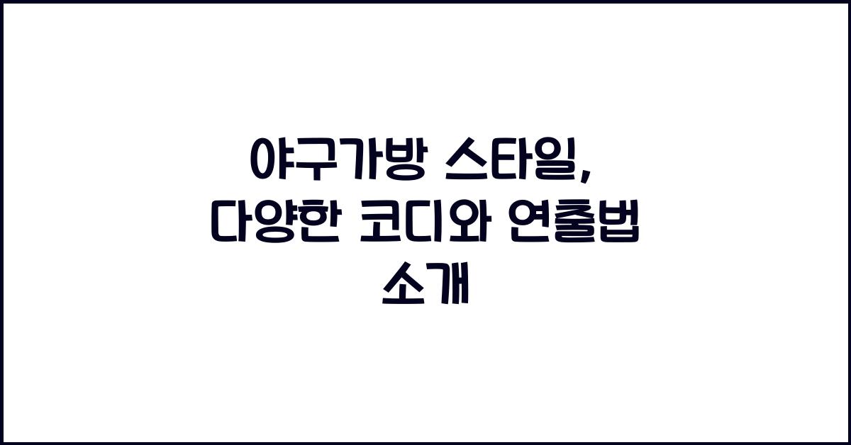 야구가방 스타일