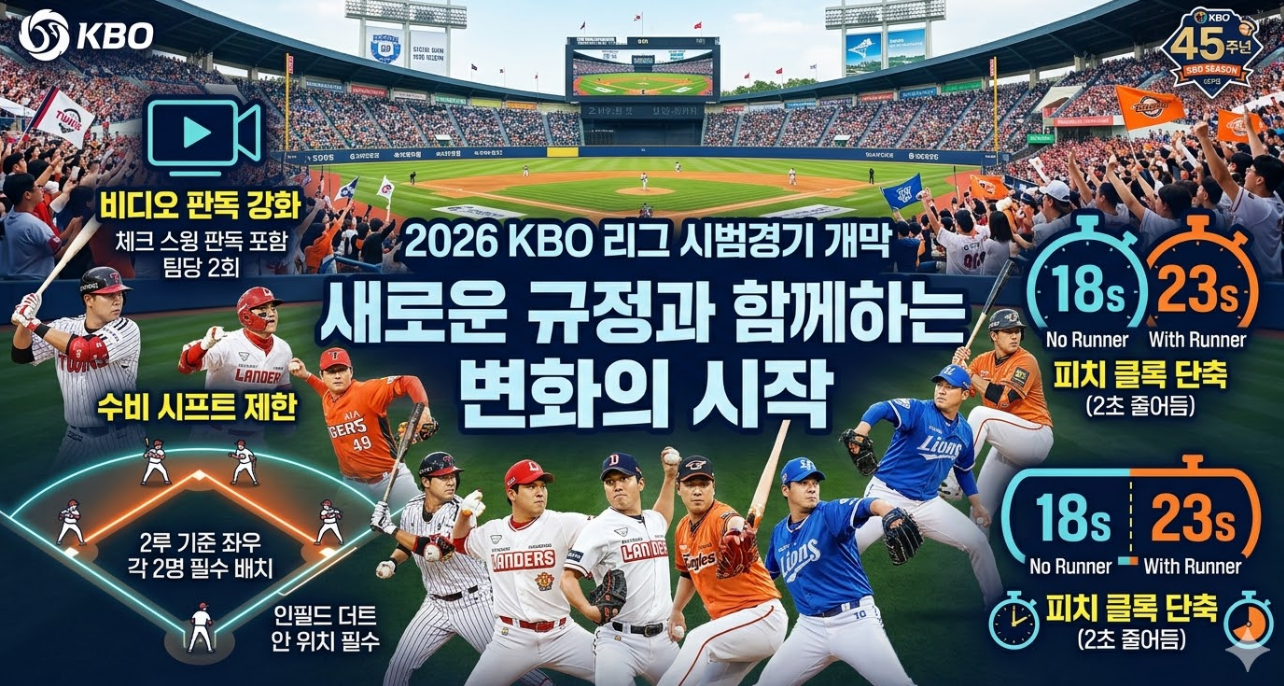 2026 KBO 리그 시범경기 개막, 일정, 수비 시프트 제한과 피치 클록이 가져올 야구의 변화