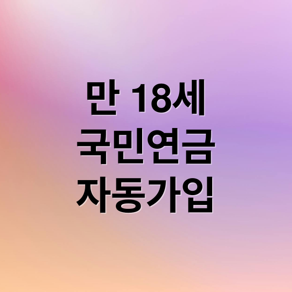 18세 국민연금 자동가입