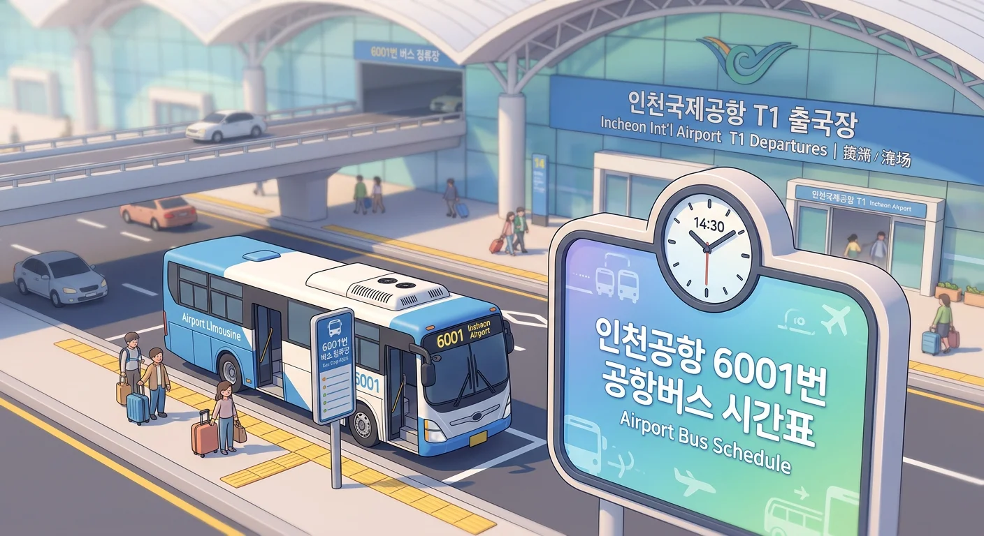 인천공항 6001번 공항버스 시간표와 요금 (용산&middot;서울역&middot;동대문 방면)
