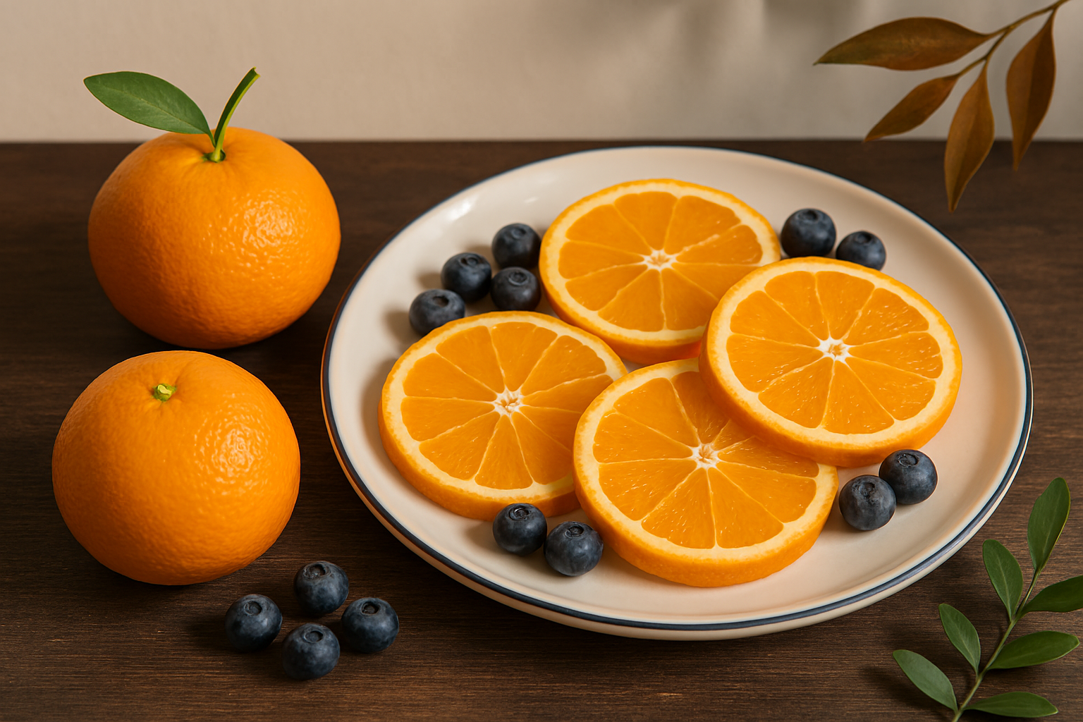 오렌지와 베리류 과일 이미지
