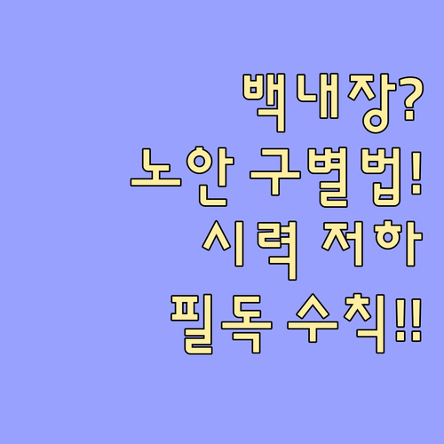 백내장 노안 구별법과 시력 저하 방지..