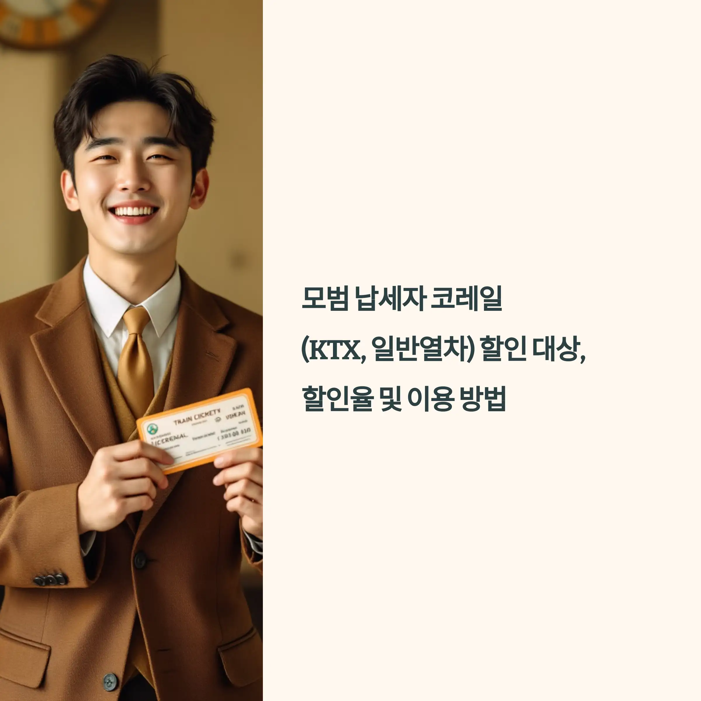 모범 납세자 코레일 (KTX, 일반열차) 할인 대상, 할인율 및 이용 방법