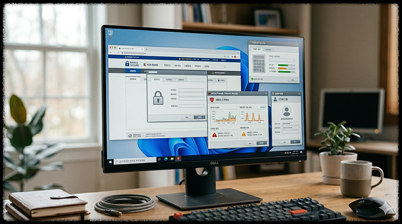 보안 프로그램 설치 또는 충돌로 인증이 안 되는 모습