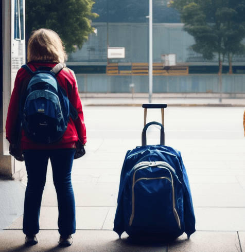 버스를 기다리고 있는 아이