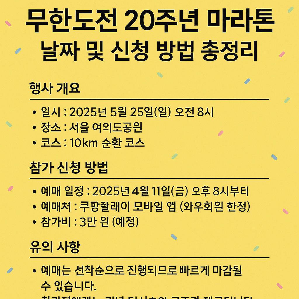 무한도전 20주년 마라톤, 날짜 및 신청 방법 총정리