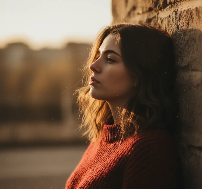 지난 날을 떠올리며 많은 생각을 하는 여자 주인공