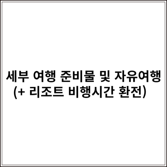 세부 여행 준비물 및 자유여행 (+ 리조트 비행시간 환전)