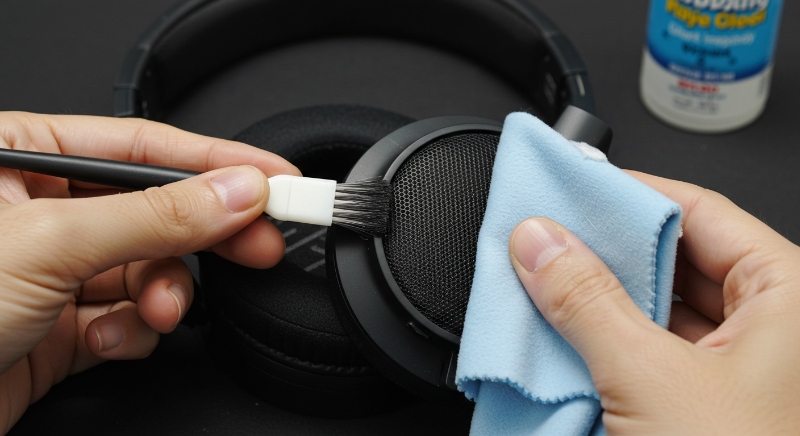 부드러운 솔(의류용 솔 등)로 먼지를 털어냅니다.