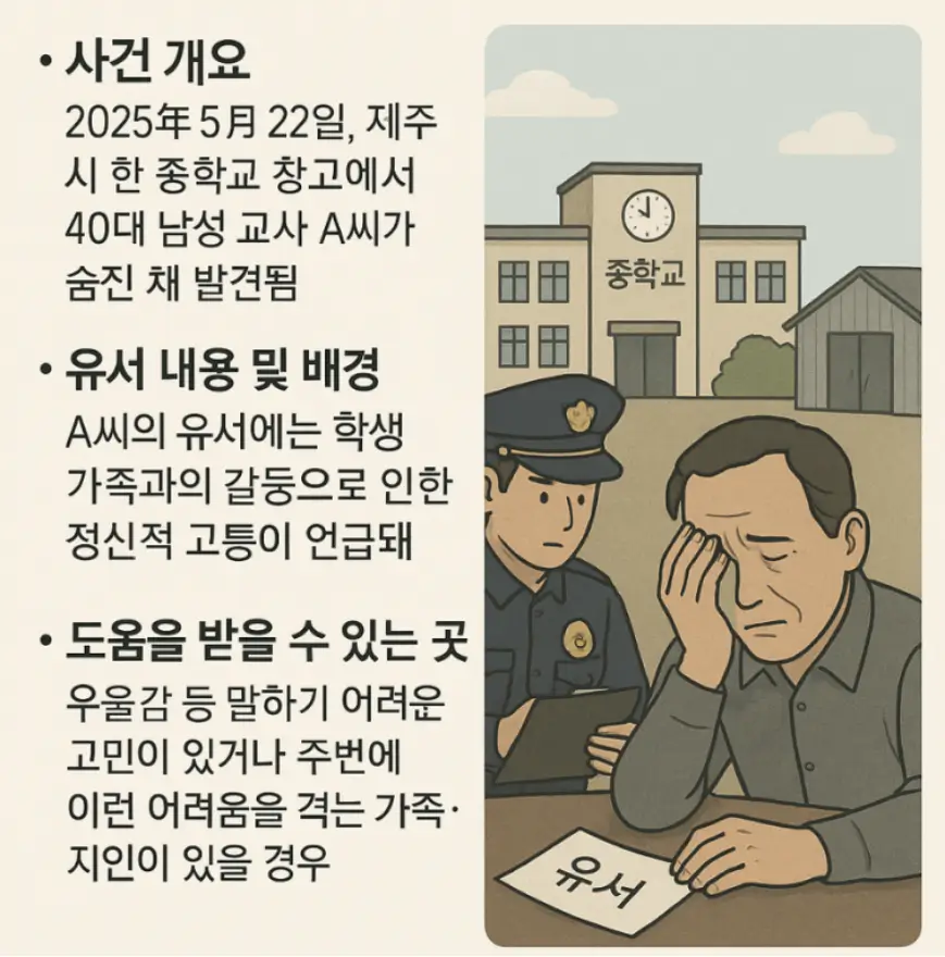 제주 중학교 교사 사망