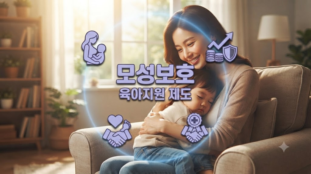 엄마가 아이를 안고 있는 모습