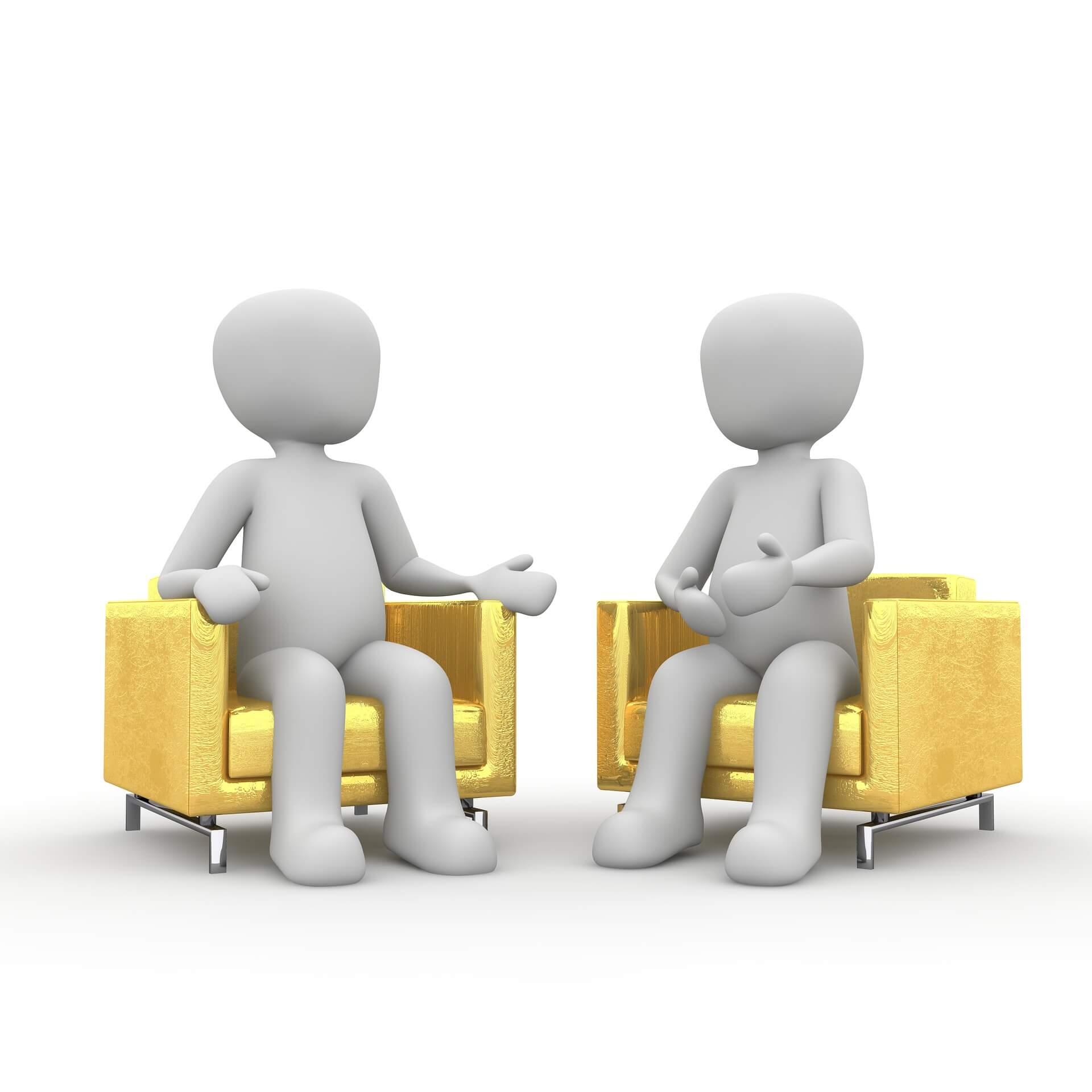 두 사람이 마주 보고 앉아있는 모습