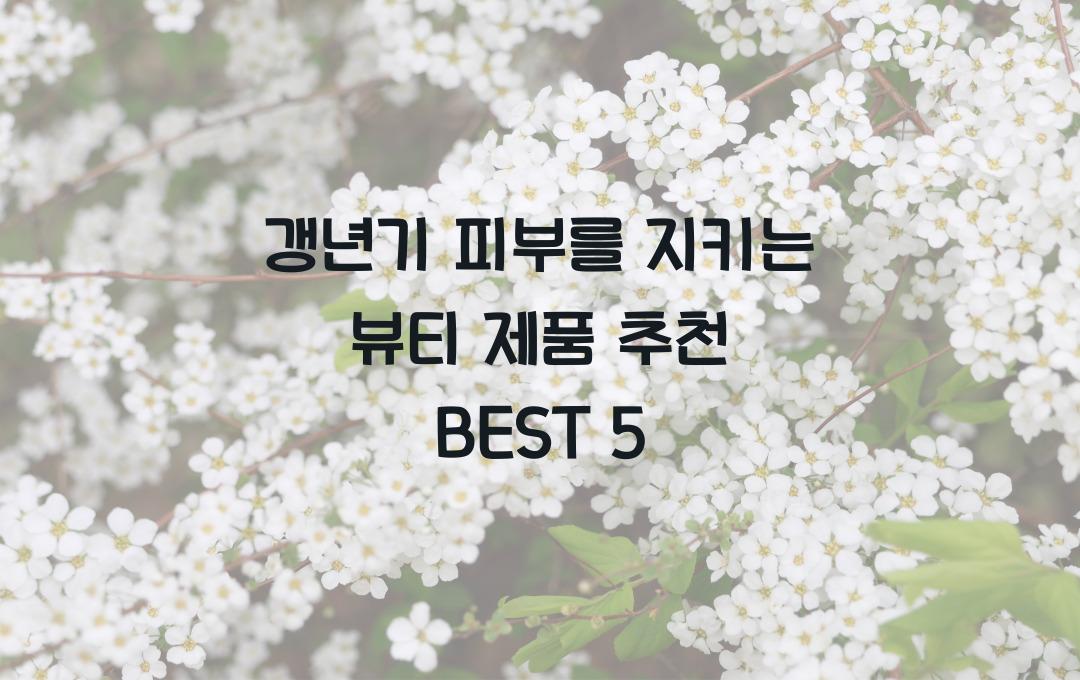 갱년기 뷰티 제품 추천 BEST 5