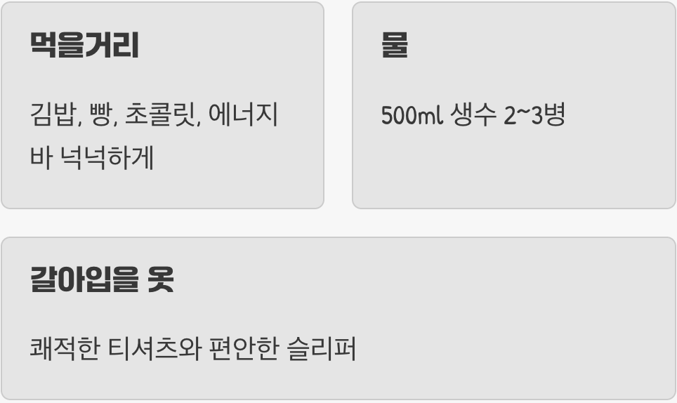 4. 배낭 속 필수템, 이것만은 잊지 마세요