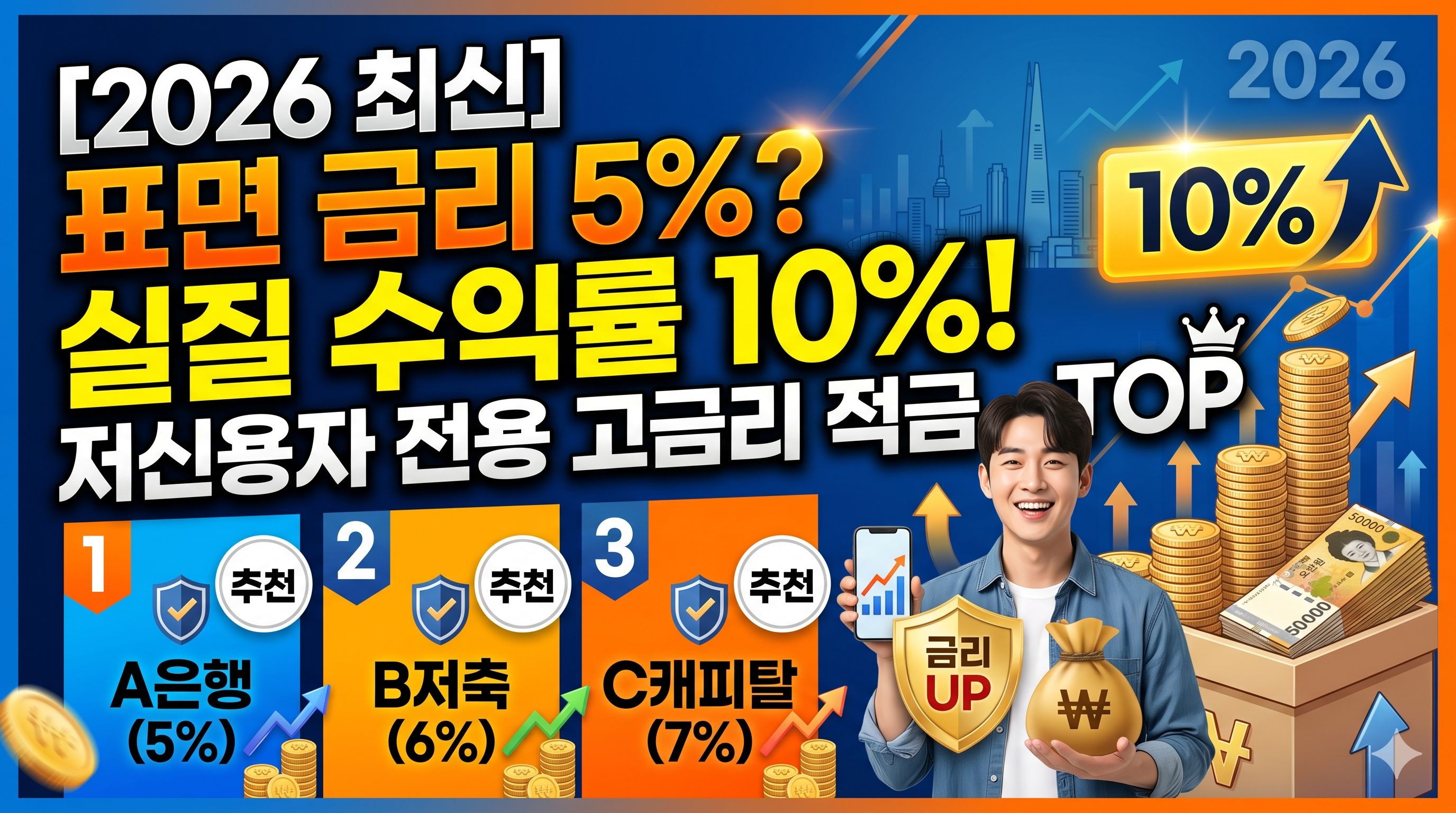 2026년 저신용자 전용 고금리 적금 TOP 3 추천 연 10% 이상