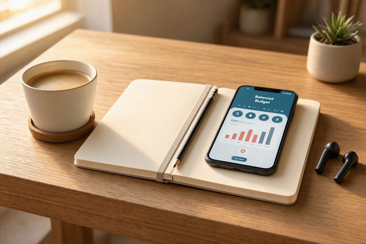 A clean, organized desk setup representing financial clarity and mindful budgeting.