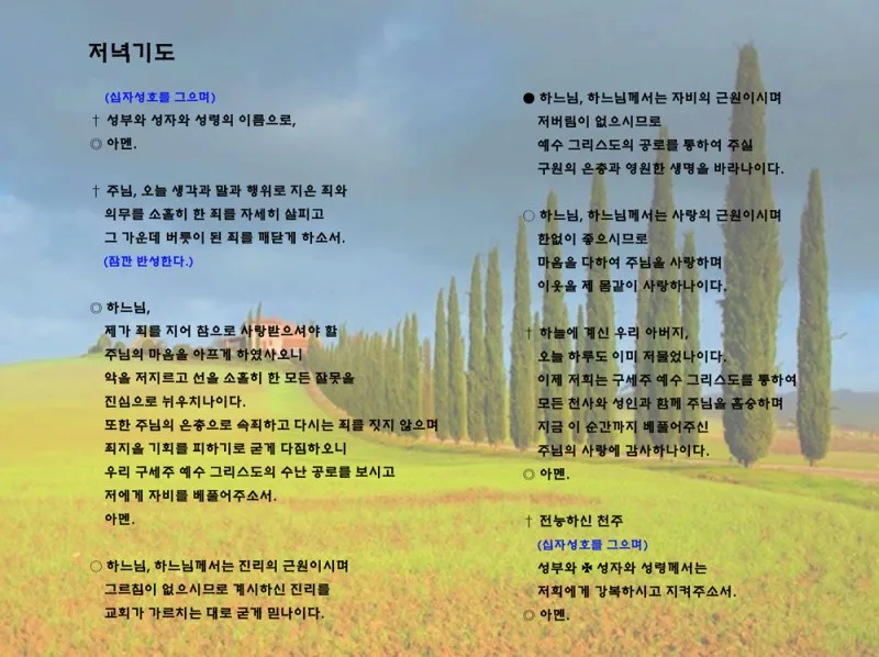 천주교 하루를 마무리하는 감사한 저녁기도문 모음_1