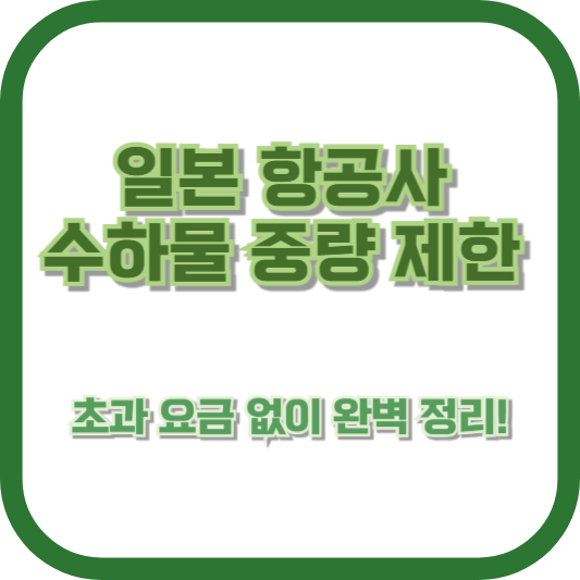 일본 항공사 수하물 중량 제한, 초과 요금 없이 완벽 정리!