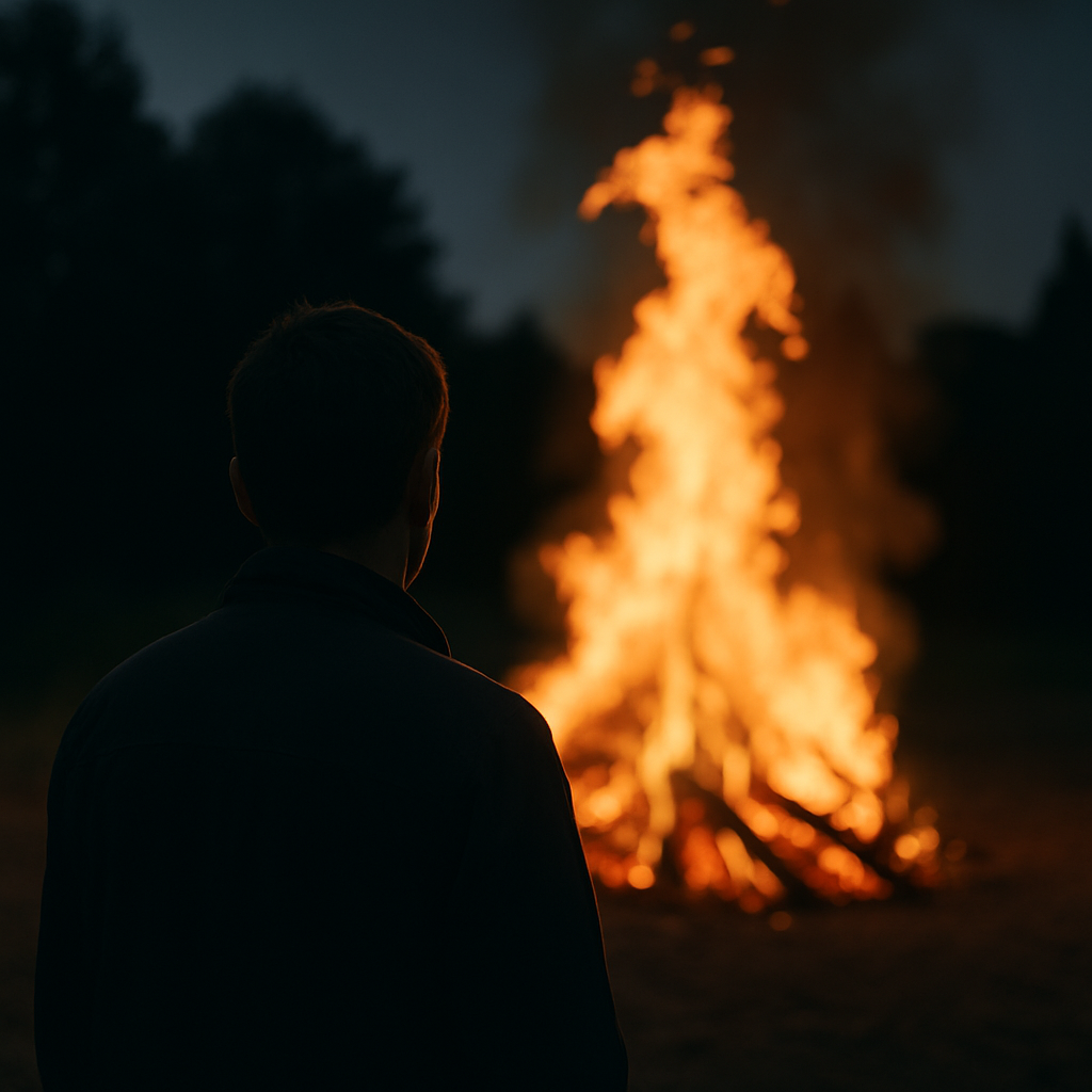 불을 바라보는 모습