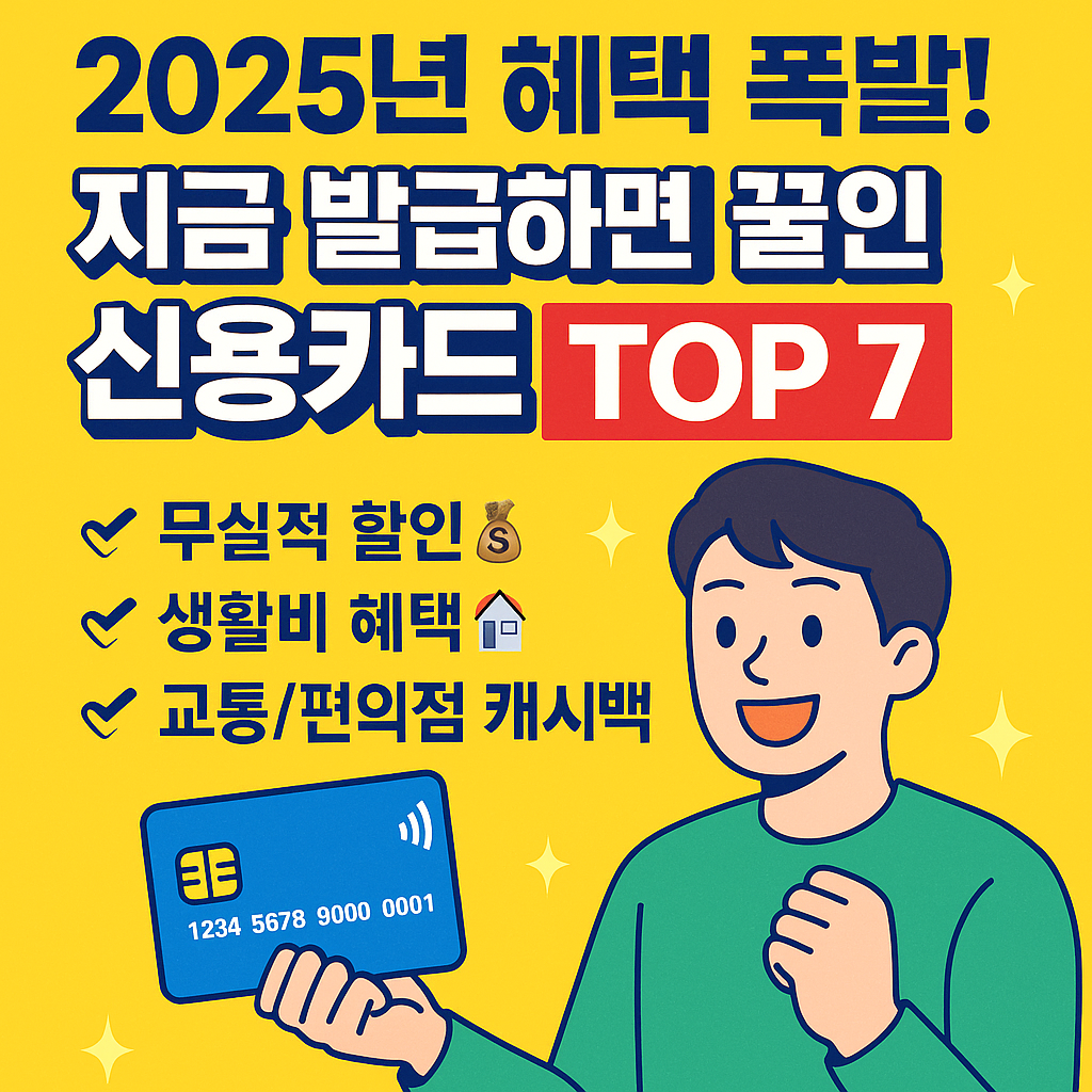 2025년 혜택 꿀인 신용카드 TOP 7