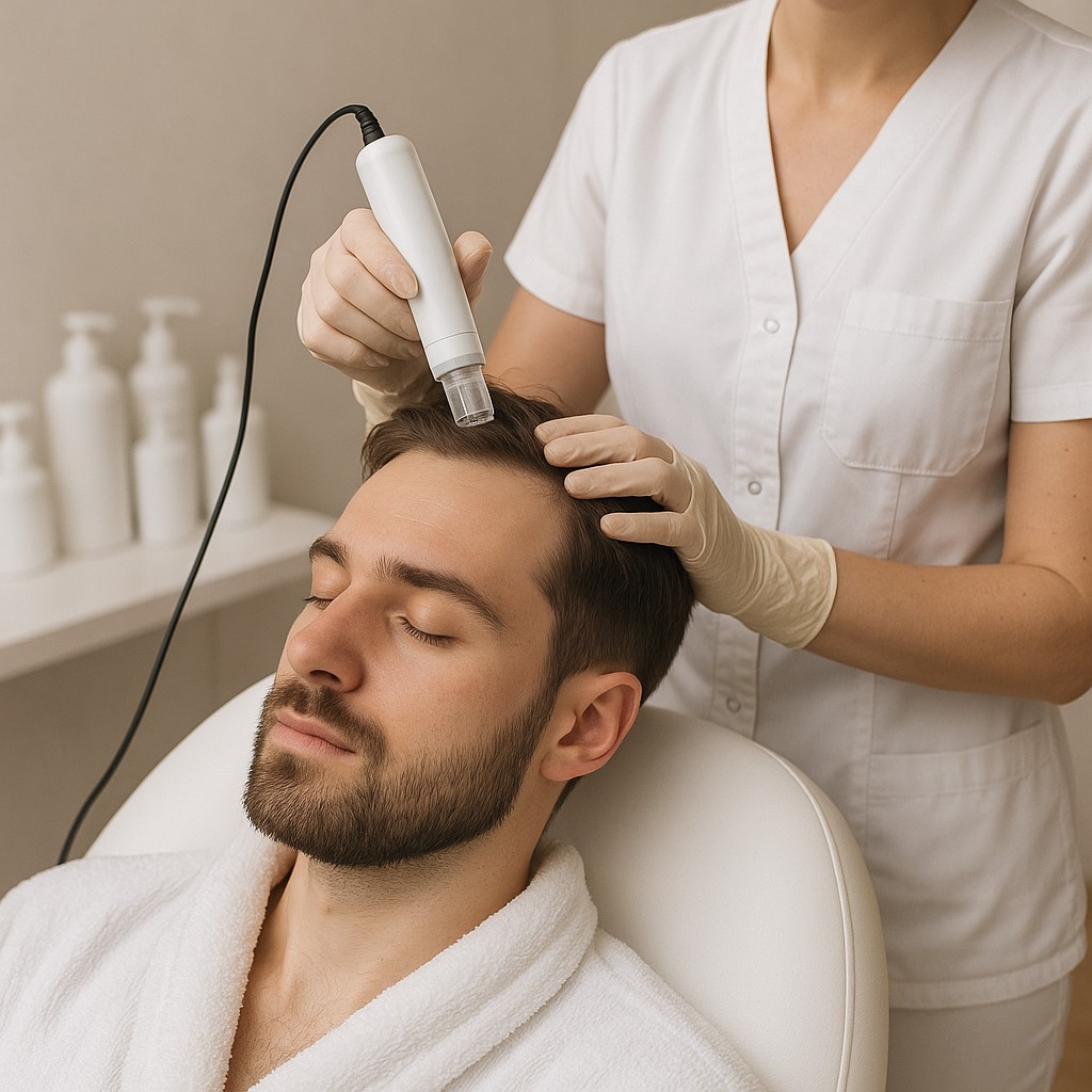 두피 관리 받는 남성 이미지