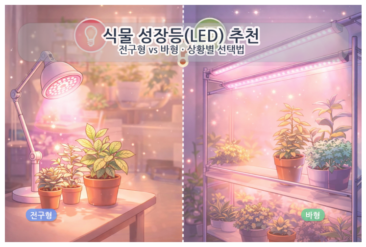 식물 성장등(LED) 추천: 전구형 vs 바형 차이점 7가지