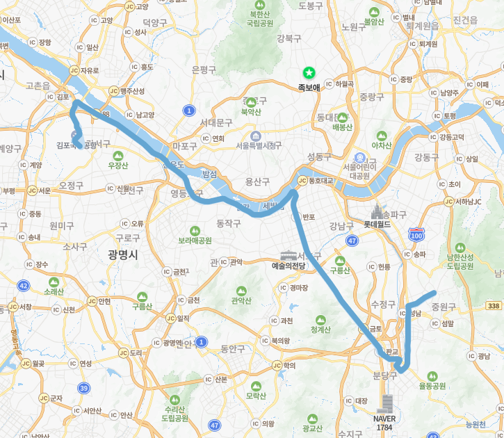 5100번 버스 노선도