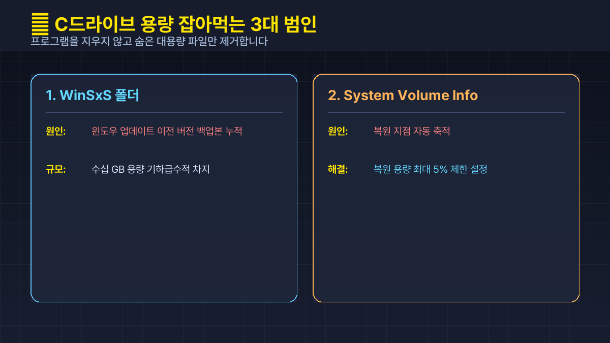 C드라이브 용량 잡아먹는 3대 범인 카드뉴스