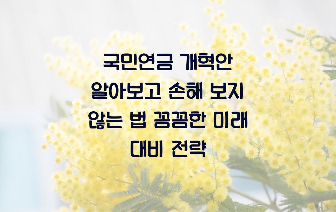 국민연금 개혁안 알아보고 손해 보지 않는 법! 미래 준비 필수 지침서