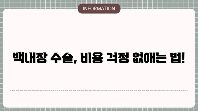 백내장 비용: 