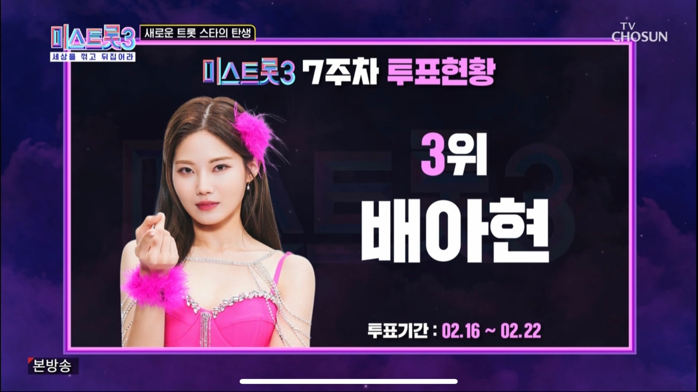 미스트롯3 7주차 투표 3위