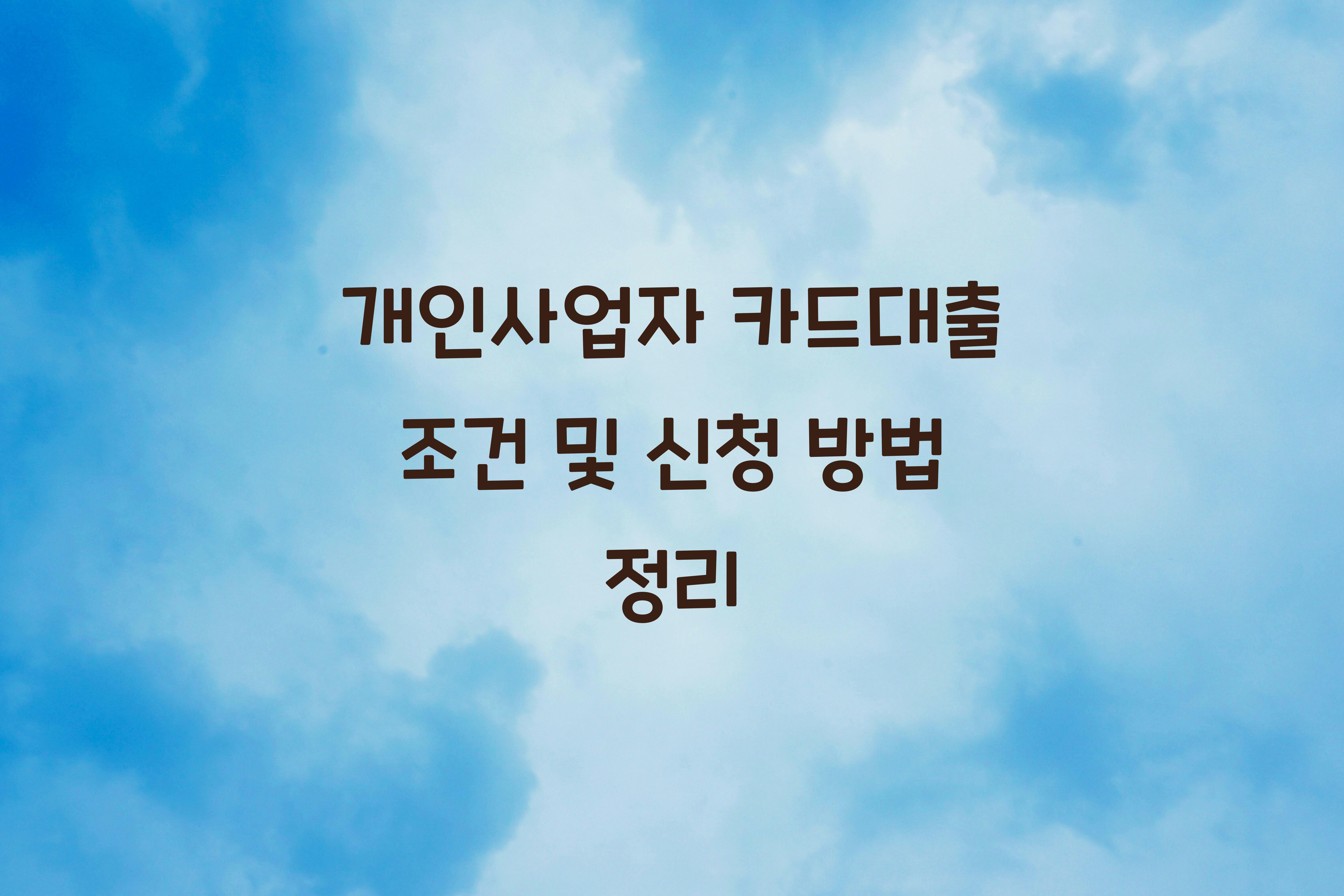 개인사업자 카드대출 조건