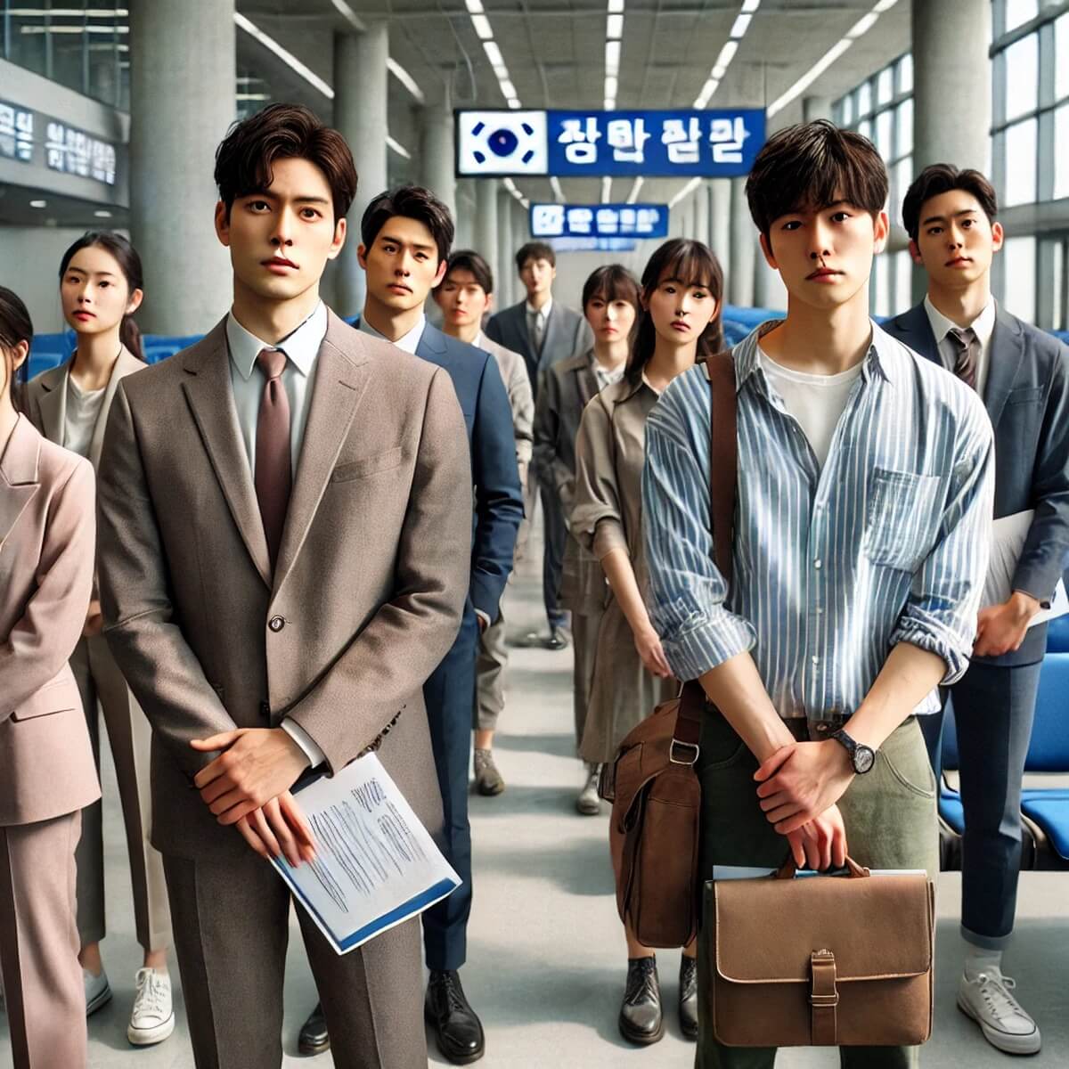 청년들이 줄 서 있는 구직상담 현장 풍경