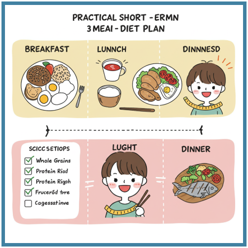 단기간 식단 구성법 (아침, 점심, 저녁)