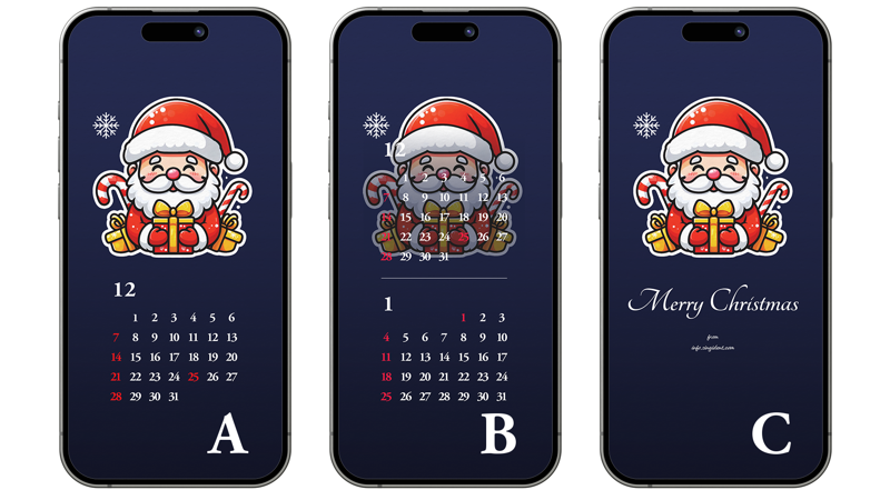 03 선물상자를 든 산타클로스 ABC - 2025년12월 아이폰배경화면