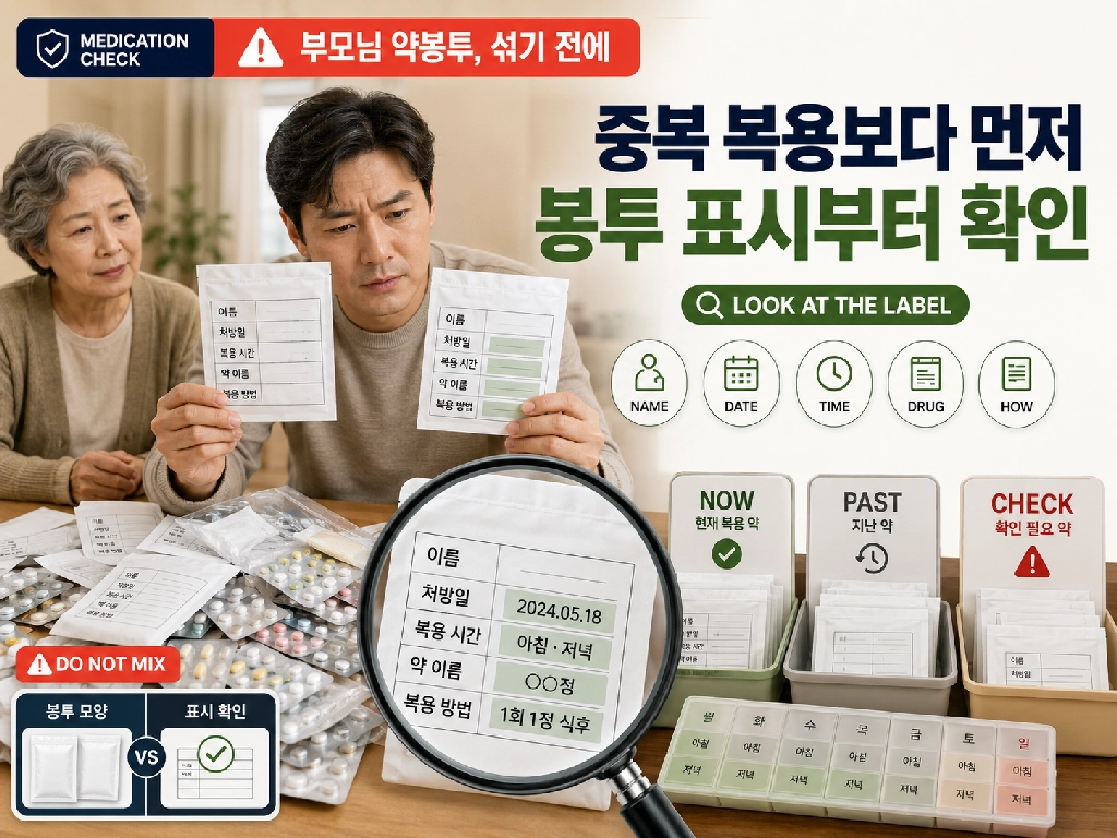 약봉투 보는 법: 부모님 약 정리할 때 중복보다 먼저 볼 표시