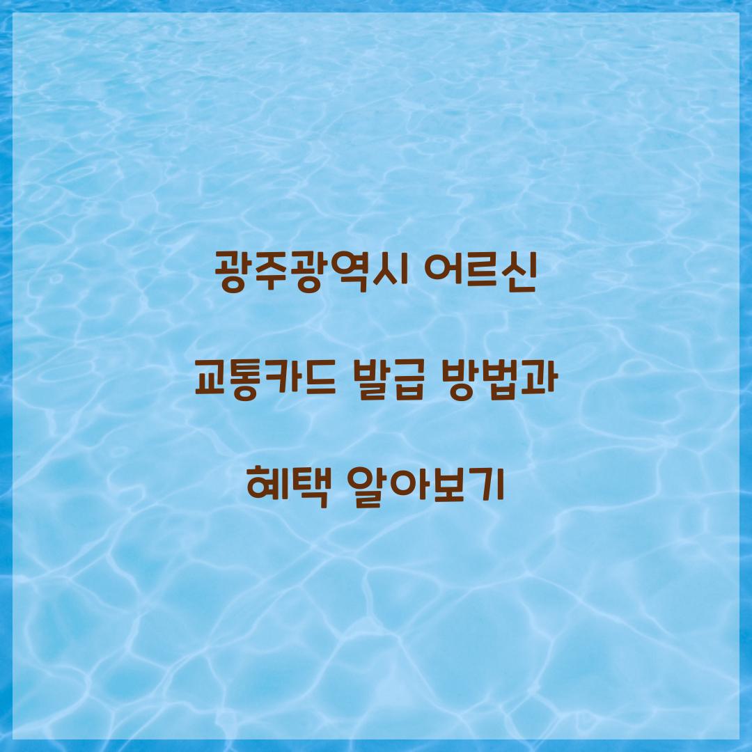 광주광역시 어르신 교통카드 발급
