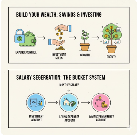월급에서 투자금과 생활비를 분리하는 통장 쪼개기 시스템 도표