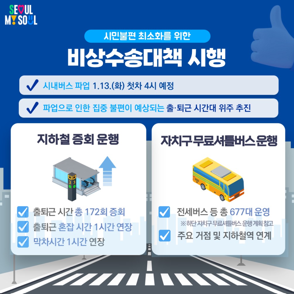 서울버스파업노선, 시행대책
