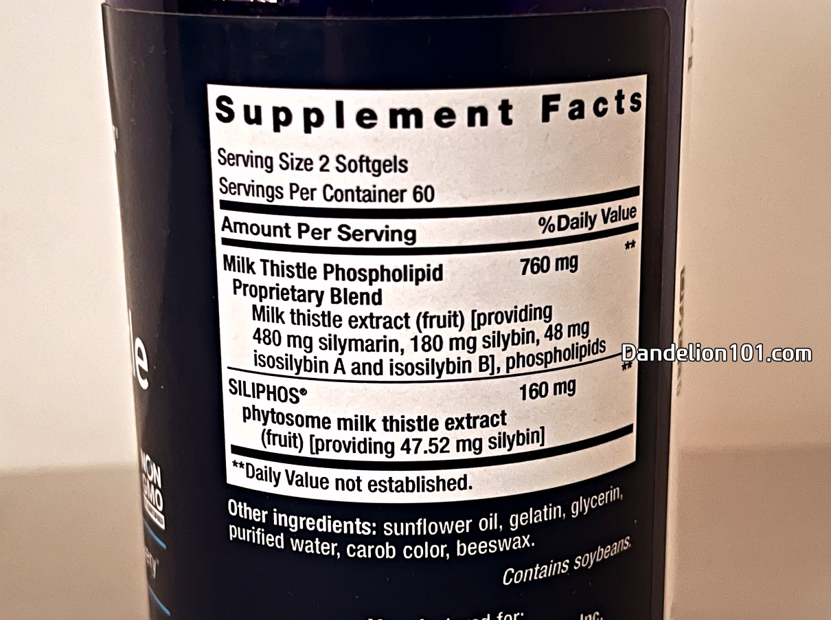Life Extension&amp;#44; Advanced Milk Thistle 성분정보 사진