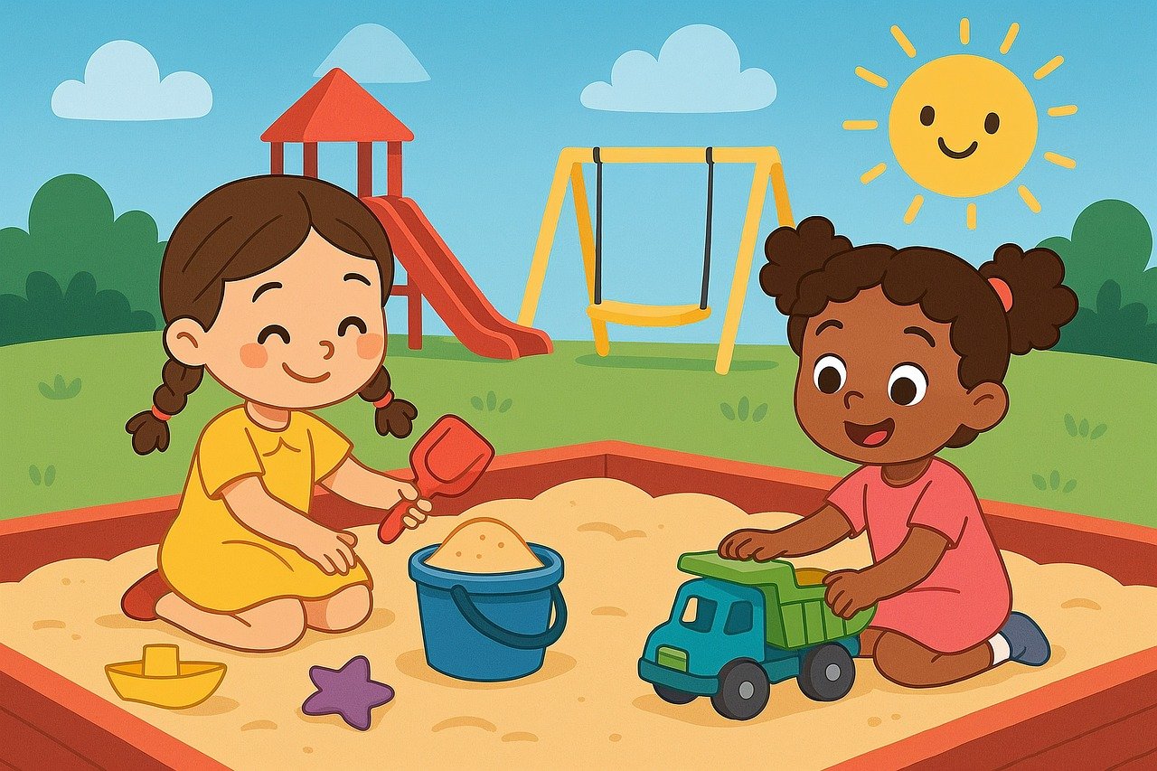 놀이터에서 놀고 있는 아이들